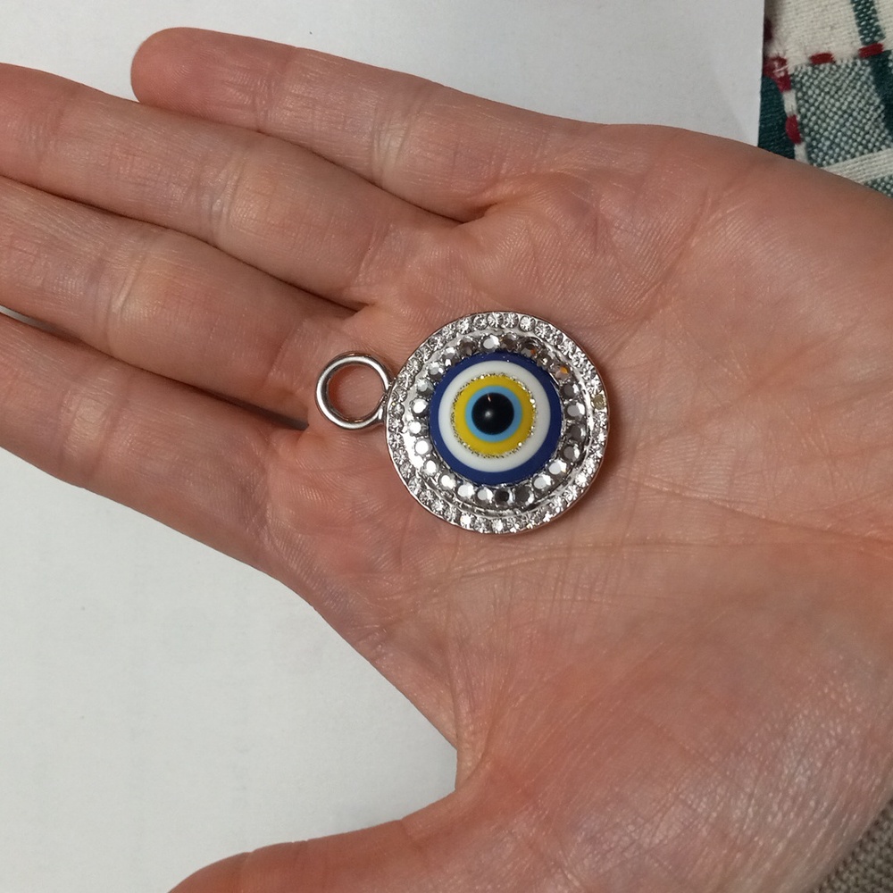Protective evil eye necklace charm medallion - Picture 2 of 5